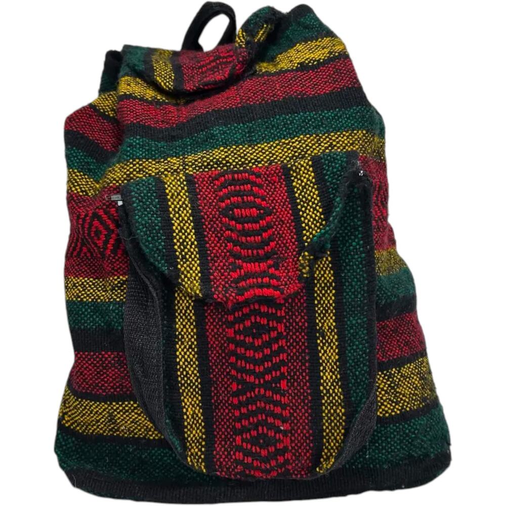 Rasta Velcrow close Back Pack Bag Jamaican Hippie  Festival Tropical Lightweight